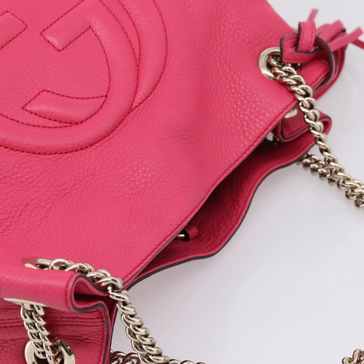 GUCCI Interlocking Soho Chain Tote Bag Leather Pink Gold 308982 Auth ep16700V