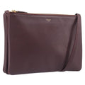 CELINE trio Shoulder Bag Leather Bordeaux Gold Auth ep16797A