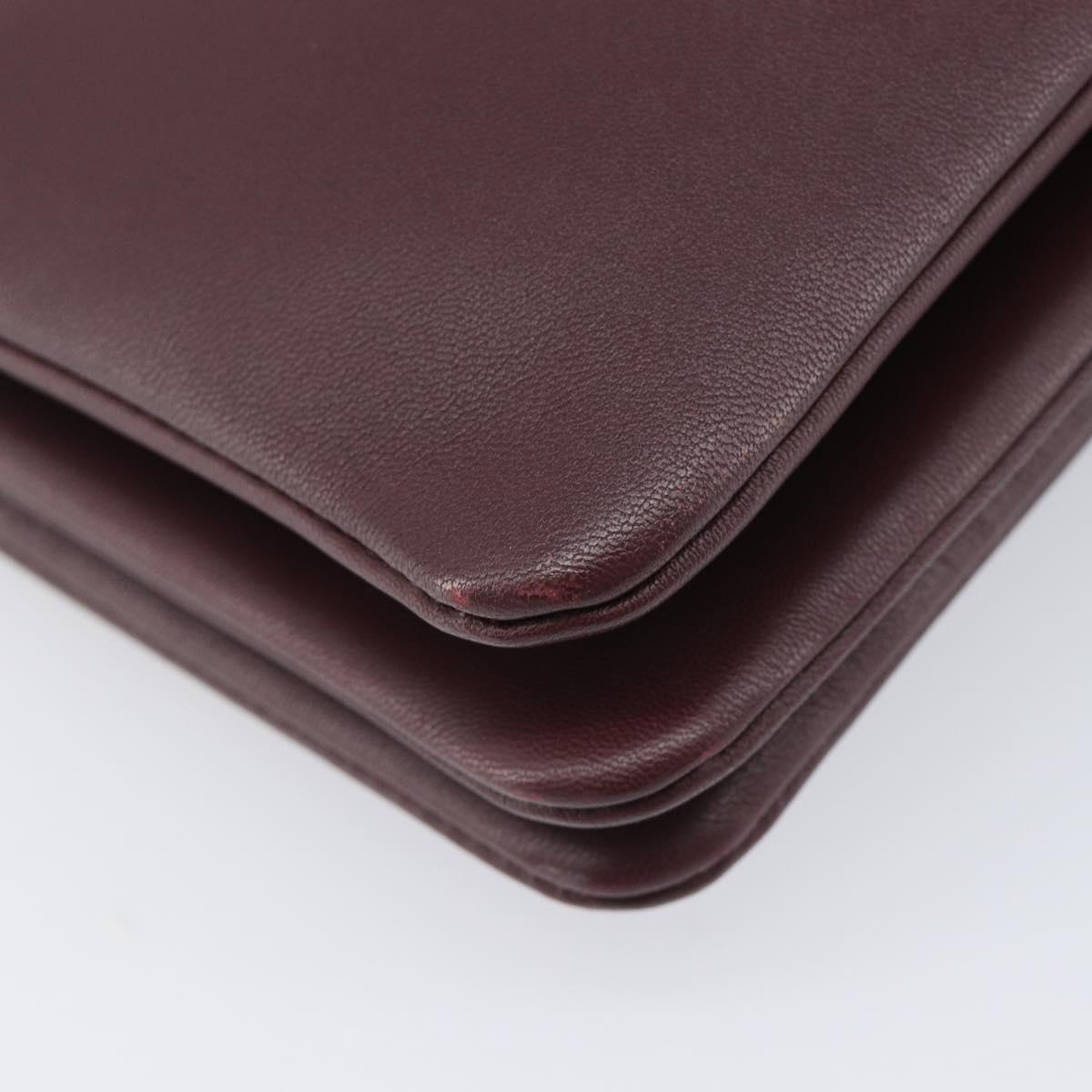 CELINE trio Shoulder Bag Leather Bordeaux Gold Auth ep16797A