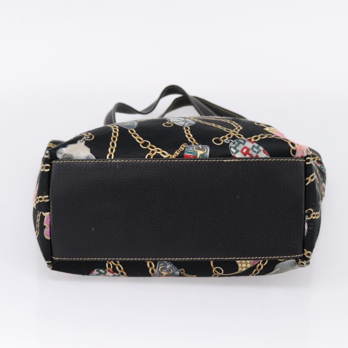 GUCCI Tote Bag Satin Black Gold 253009 Auth ep16818