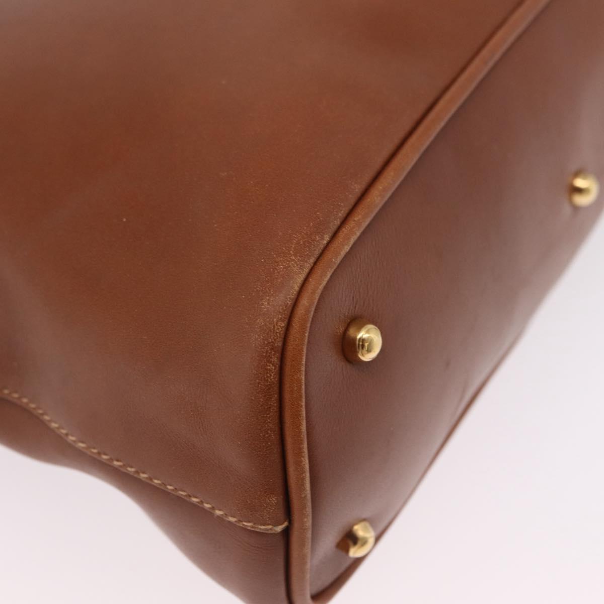 GUCCI Bamboo Hand Bag Leather 2way Brown Gold 000 3780 0290 Auth ep16872