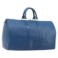 LOUIS VUITTON Epi Keepall 50 Boston Bag Blue M42965 LV Auth ep16874V