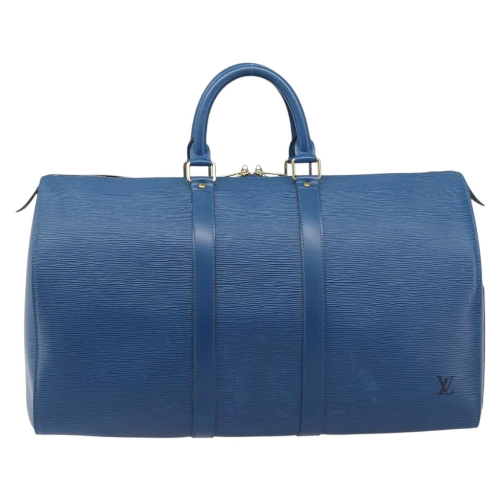 LOUIS VUITTON Epi Keepall 50 Boston Bag Blue M42965 LV Auth ep16874V