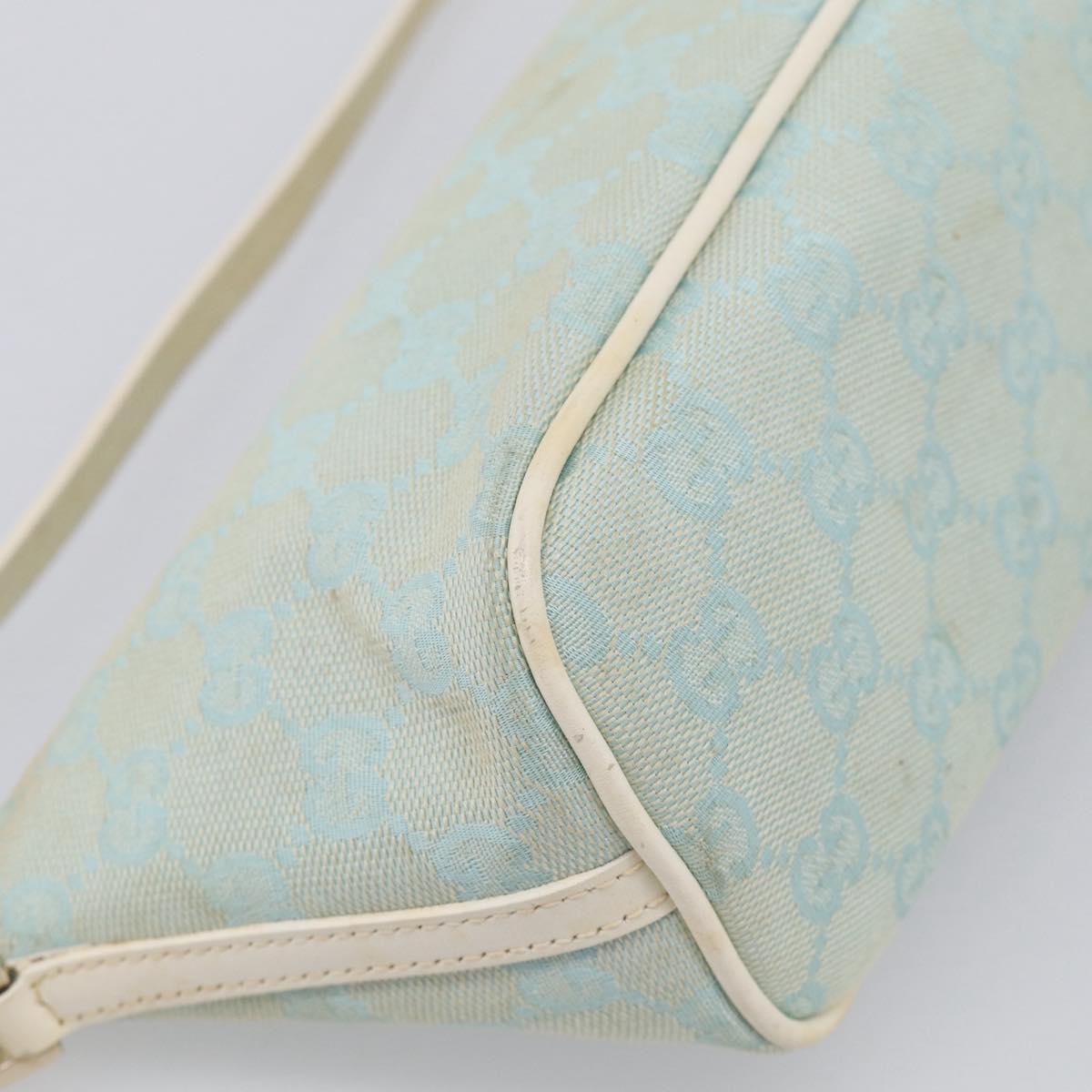 GUCCI GG Canvas Accessory Pouch Light Blue Silver 039 1103 Auth ep16987