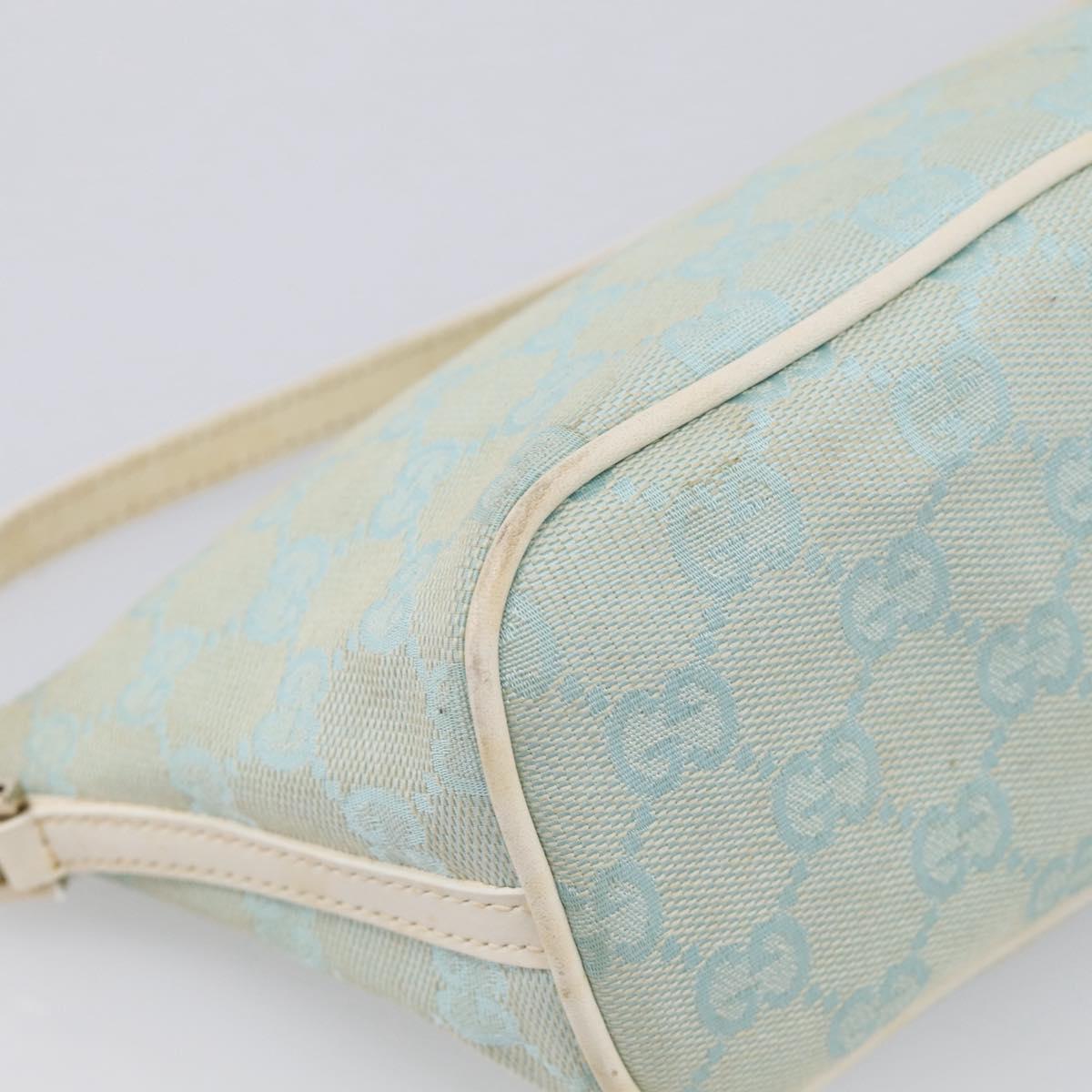 GUCCI GG Canvas Accessory Pouch Light Blue Silver 039 1103 Auth ep16987