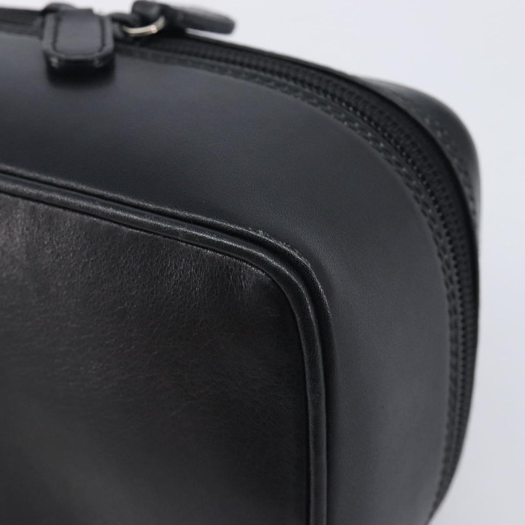 GUCCI Vanity Cosmetic Pouch Leather Black Silver 032 1956 0141 Auth ep17083