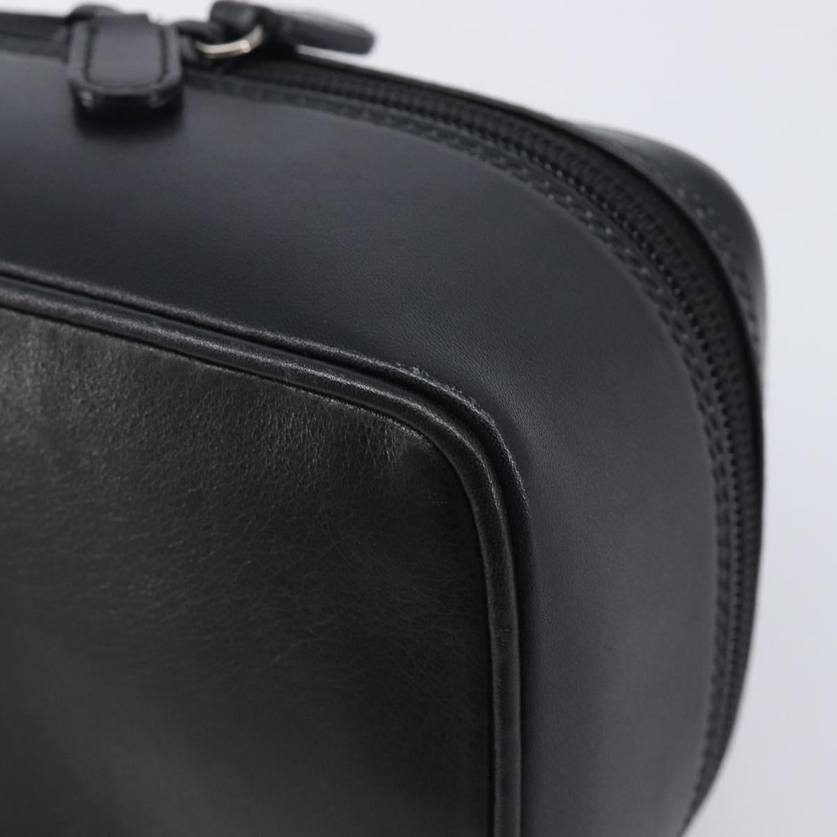 GUCCI Vanity Cosmetic Pouch Leather Black Silver 032 1956 0141 Auth ep17083