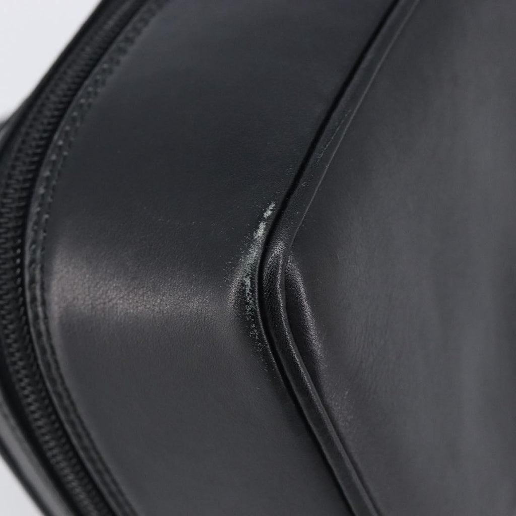 GUCCI Vanity Cosmetic Pouch Leather Black Silver 032 1956 0141 Auth ep17083