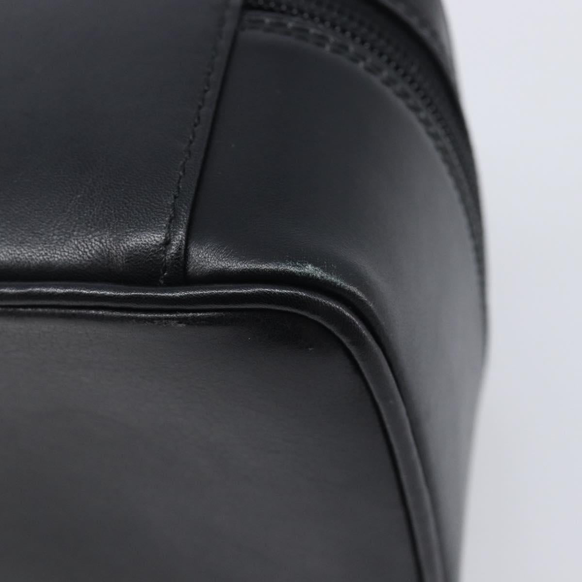 GUCCI Vanity Cosmetic Pouch Leather Black Silver 032 1956 0141 Auth ep17083