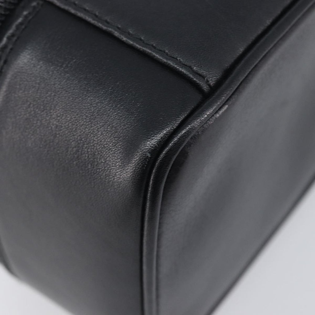 GUCCI Vanity Cosmetic Pouch Leather Black Silver 032 1956 0141 Auth ep17083