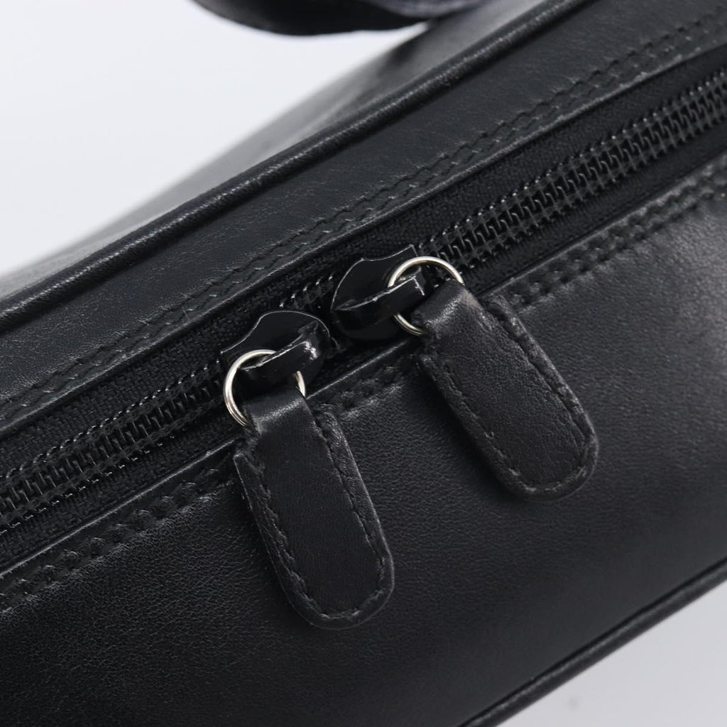GUCCI Vanity Cosmetic Pouch Leather Black Silver 032 1956 0141 Auth ep17083