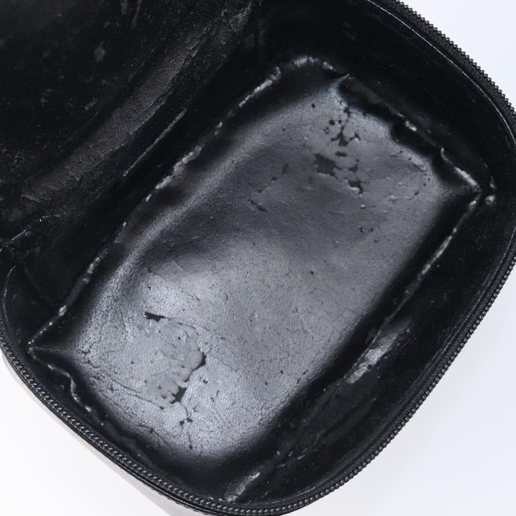 GUCCI Vanity Cosmetic Pouch Leather Black Silver 032 1956 0141 Auth ep17083
