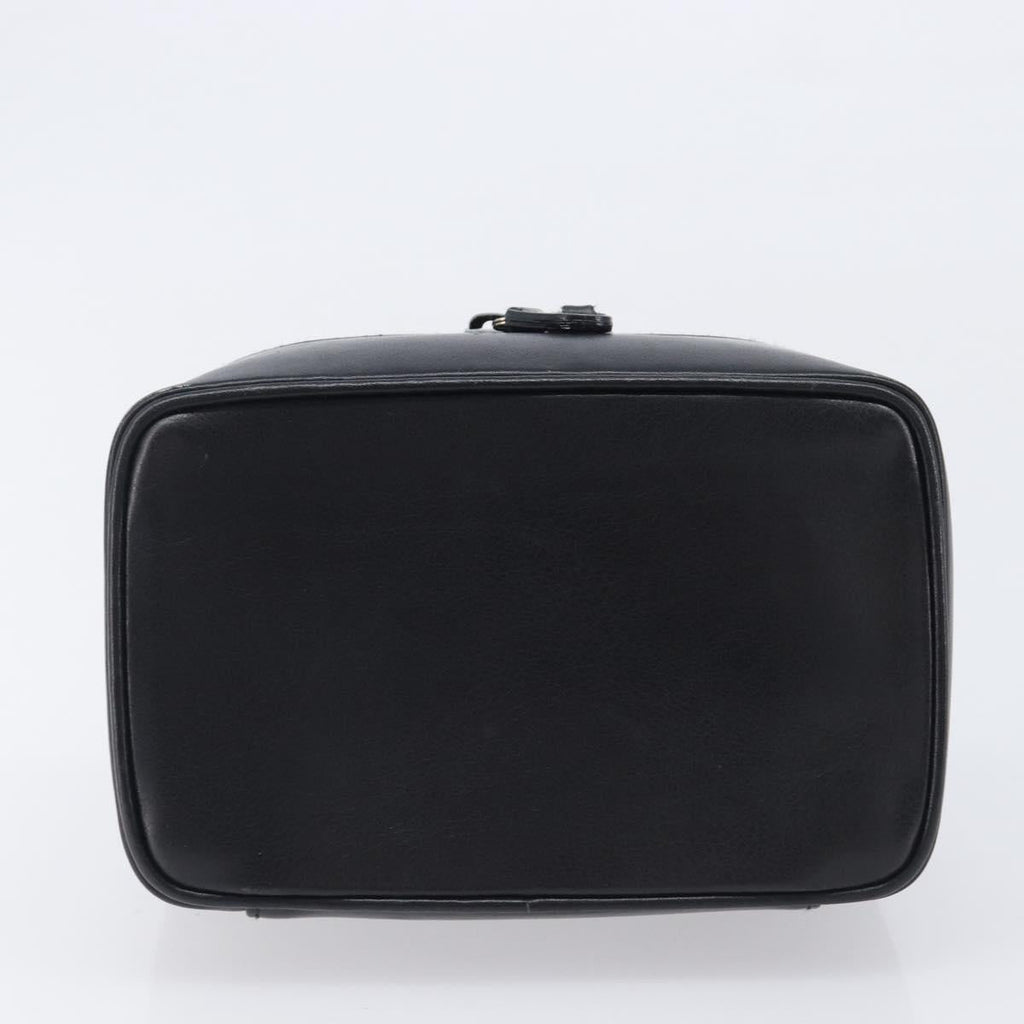 GUCCI Vanity Cosmetic Pouch Leather Black Silver 032 1956 0141 Auth ep17083