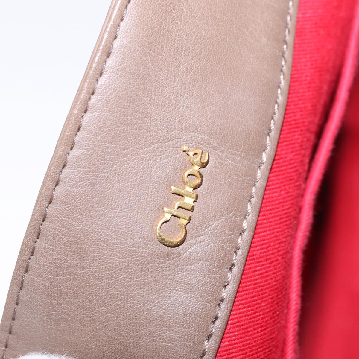 Chloe Eden Shoulder Bag Leather Gray Gold Auth fm5505