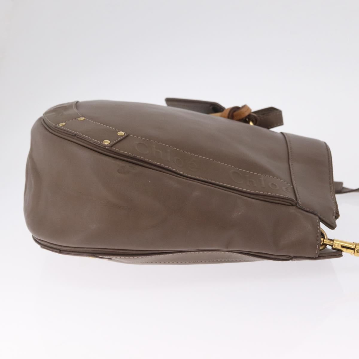 Chloe Eden Shoulder Bag Leather Gray Gold Auth fm5505
