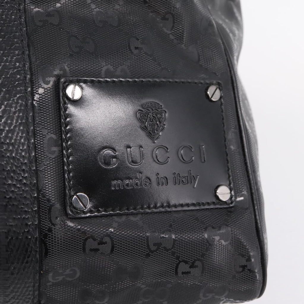 GUCCI GG Implementation Hand Bag PVC Leather Black Silver Auth hk4211A