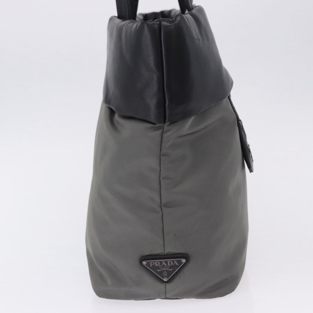 PRADA Hand Bag Nylon Gray Silver Auth ka6185A