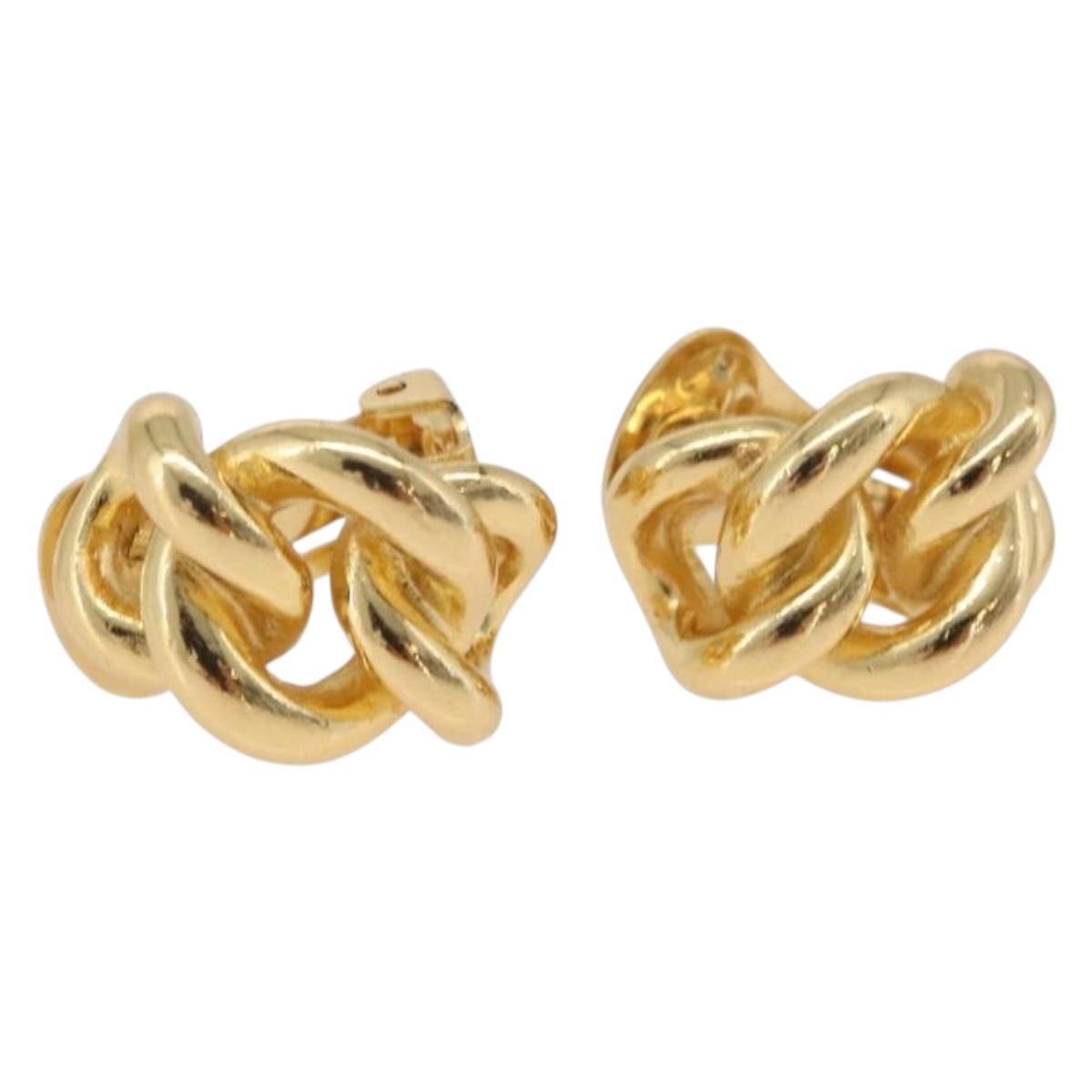 Christian Dior Earring Metal Gold Tone Auth ka6502