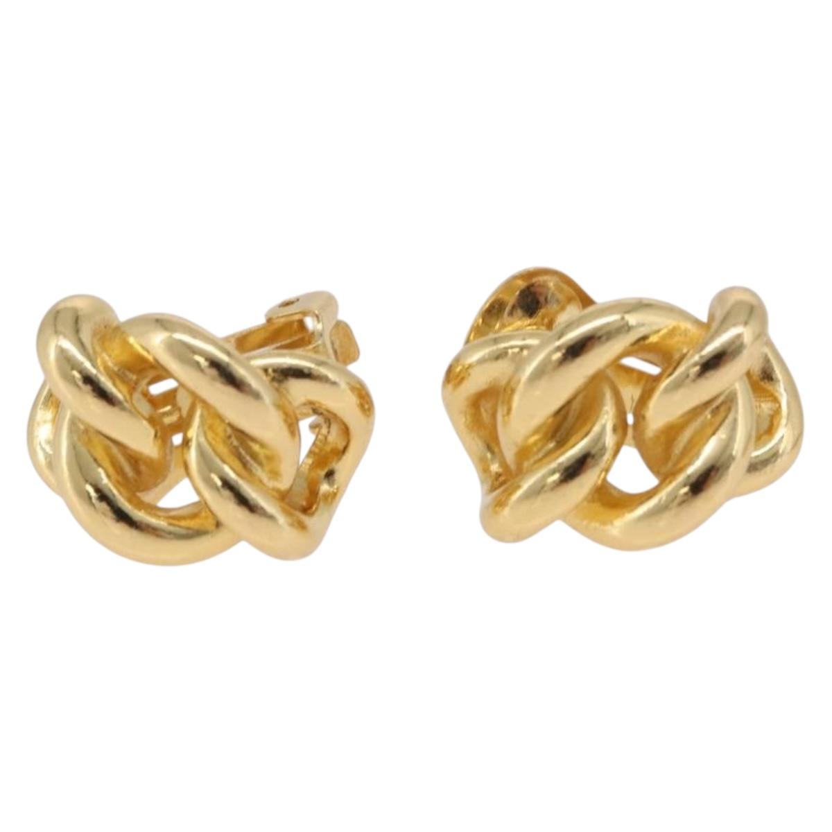 Christian Dior Earring Metal Gold Tone Auth ka6502