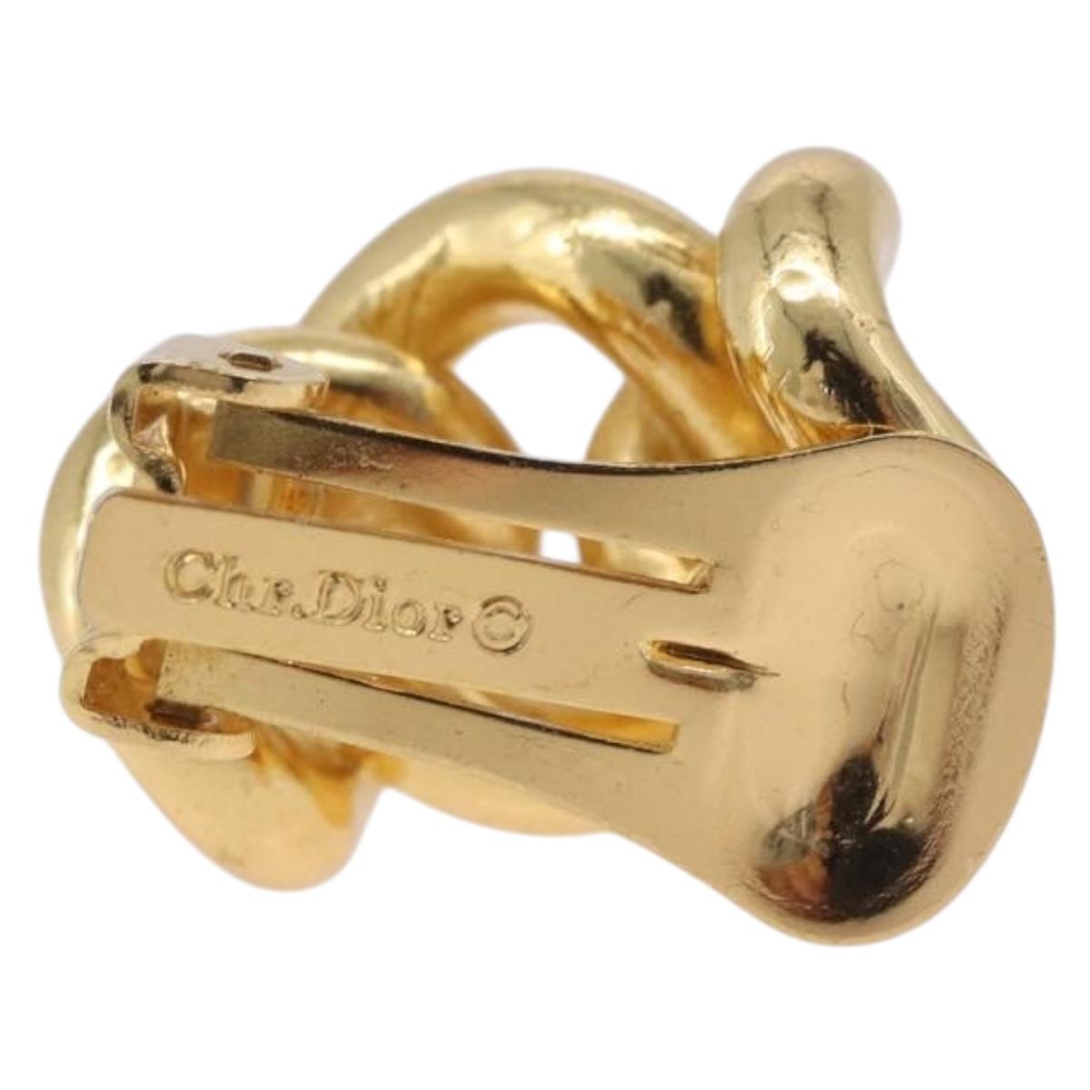 Christian Dior Earring Metal Gold Tone Auth ka6502