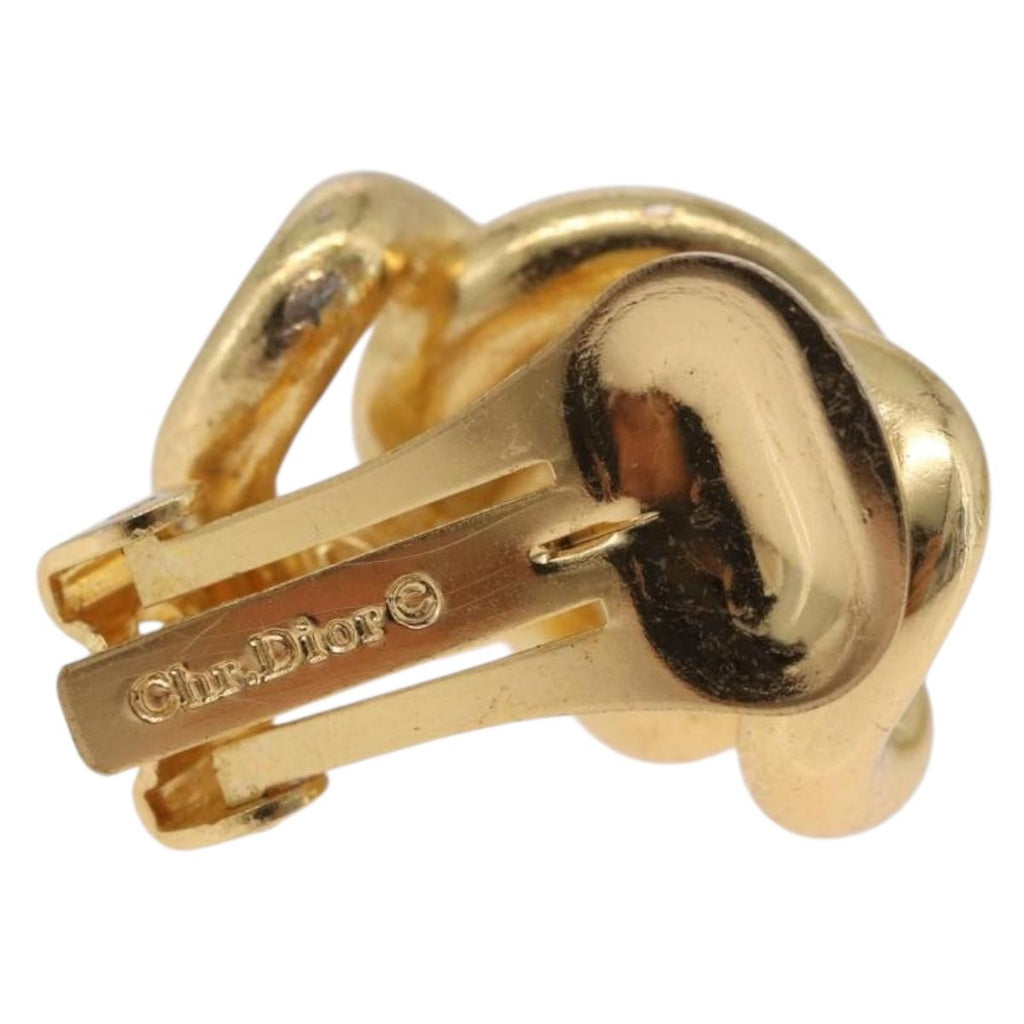 Christian Dior Earring Metal Gold Tone Auth ka6502