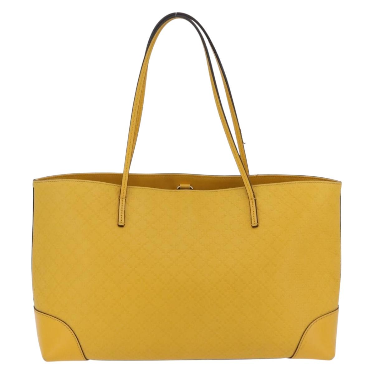 GUCCI Diamante Tote Bag Leather Yellow 353397 Auth ka6575