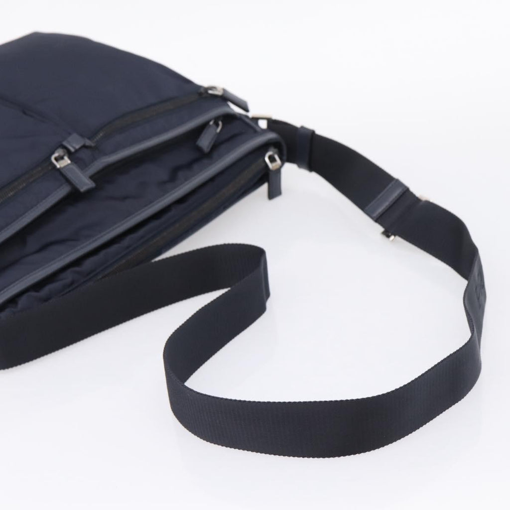 PRADA Shoulder Bag Nylon Navy Silver Auth ka6668A
