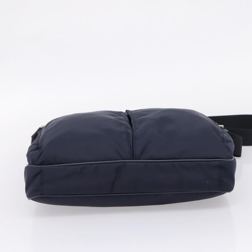 PRADA Shoulder Bag Nylon Navy Silver Auth ka6668A