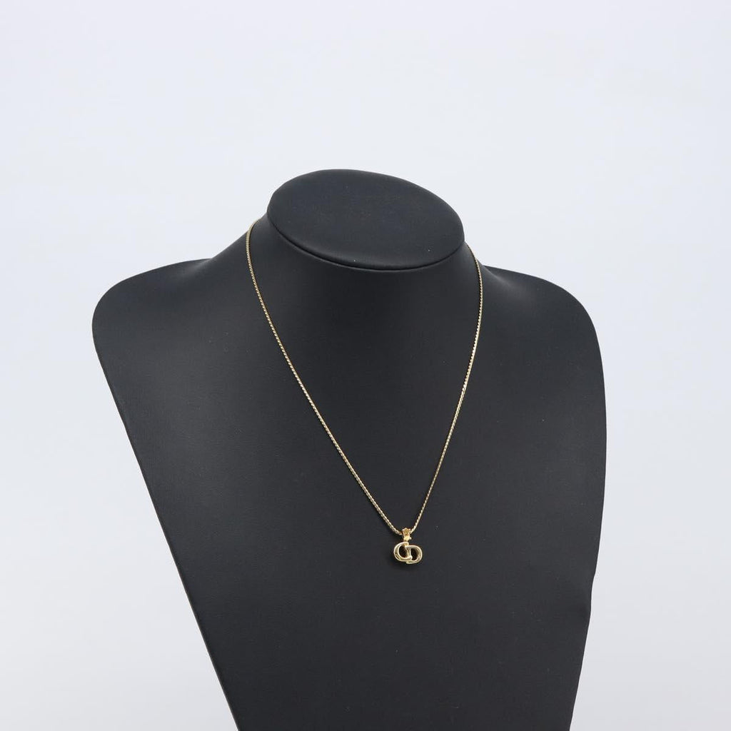 Christian Dior Necklace Metal Gold Tone Auth ka6711
