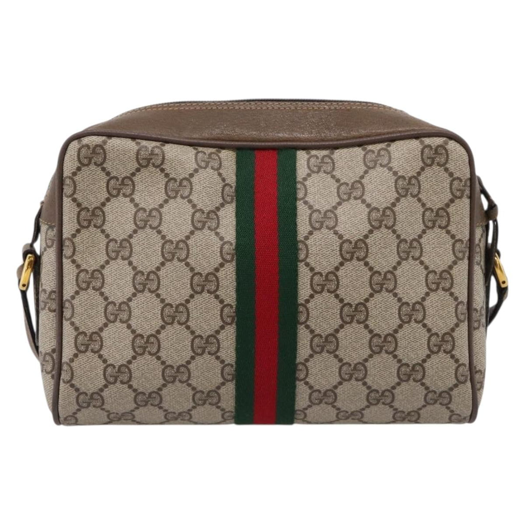 GUCCI GG Supreme Web Sherry Line Shoulder Bag PVC Beige 98 02 004 Auth ka6747