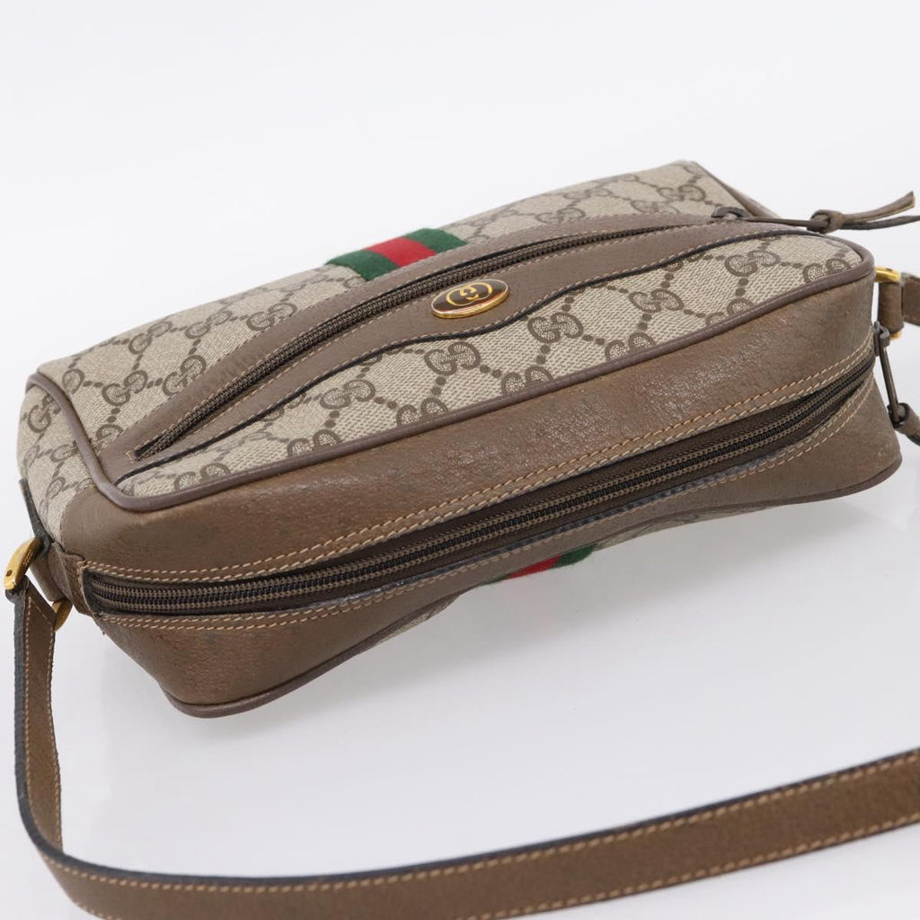 GUCCI GG Supreme Web Sherry Line Shoulder Bag PVC Beige 98 02 004 Auth ka6747