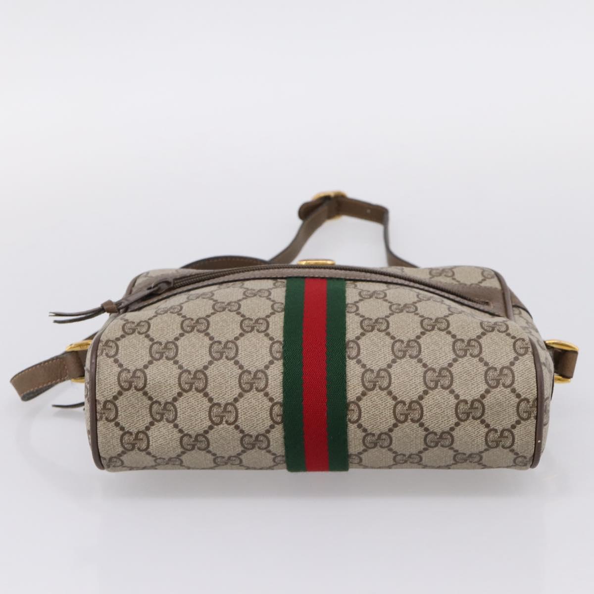 GUCCI GG Supreme Web Sherry Line Shoulder Bag PVC Beige 98 02 004 Auth ka6747