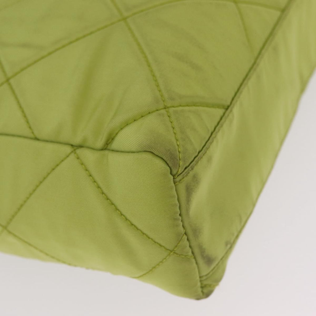 PRADA Chain Shoulder Bag Nylon LIme Green Gold Auth ka6808V