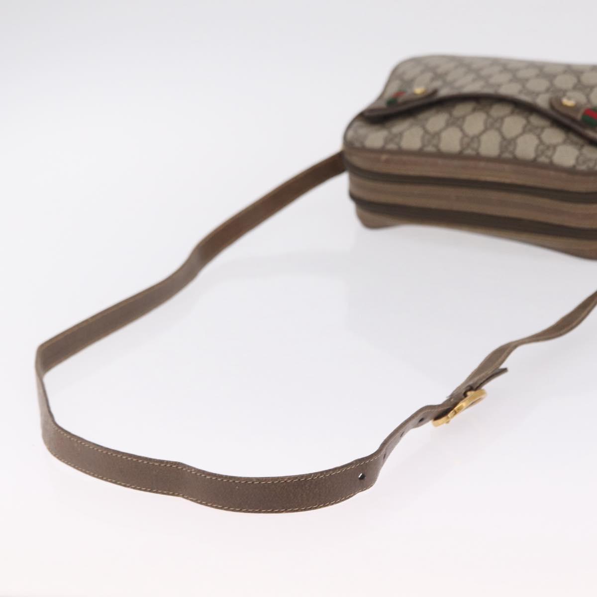 GUCCI GG Supreme Web Sherry Line Bag PVC Beige Gold 66 02 049 Auth ka6812