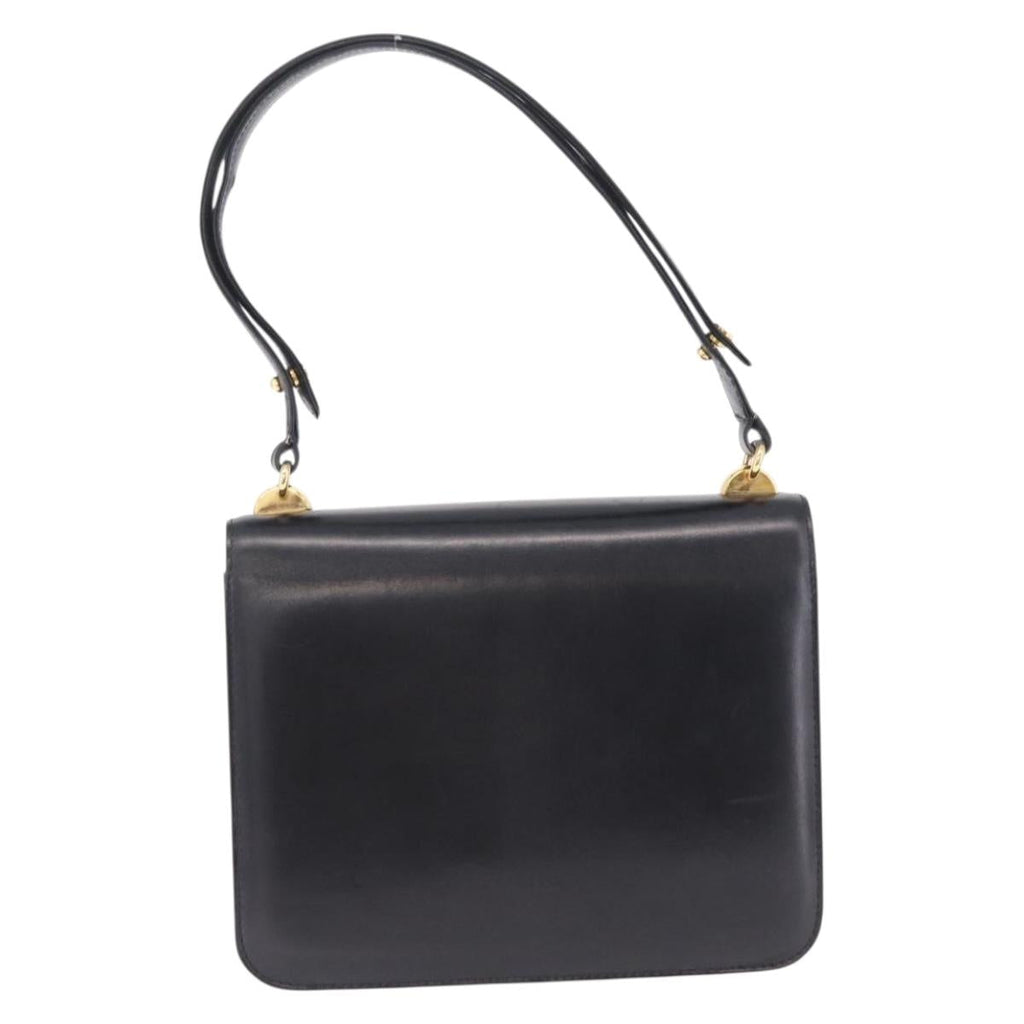 GUCCI Interlocking Shoulder Bag Leather Black Gold Auth ka6844