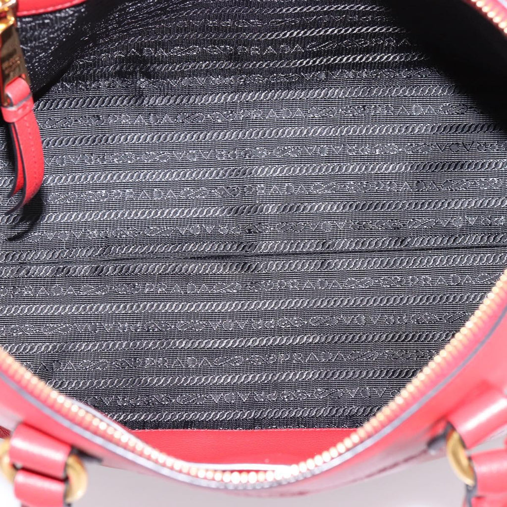 PRADA Hand Bag Leather 2way Red Gold Auth ki6814V