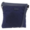 GUCCI GG Shoulder Bag Nylon Navy Silver 510342 Auth ki6877