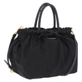 PRADA Tote Bag Nylon 2way Black Gold Tone Auth ki6955V