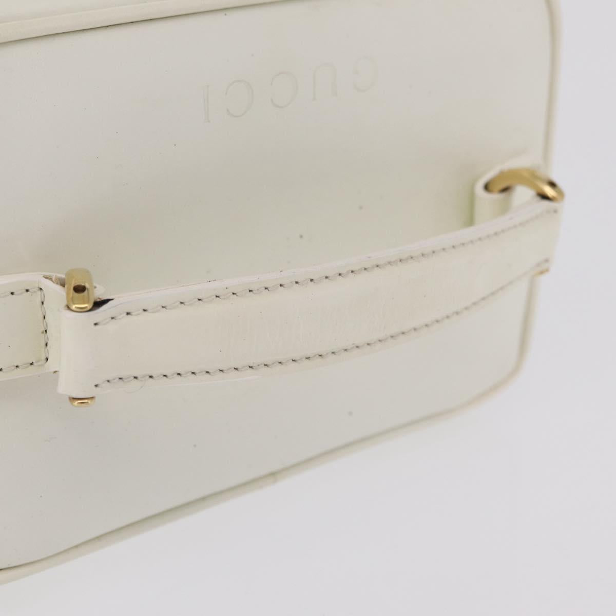 GUCCI Bamboo Vanity Hand Bag Patent Leather White Gold 032 1956 0151 Auth kk729