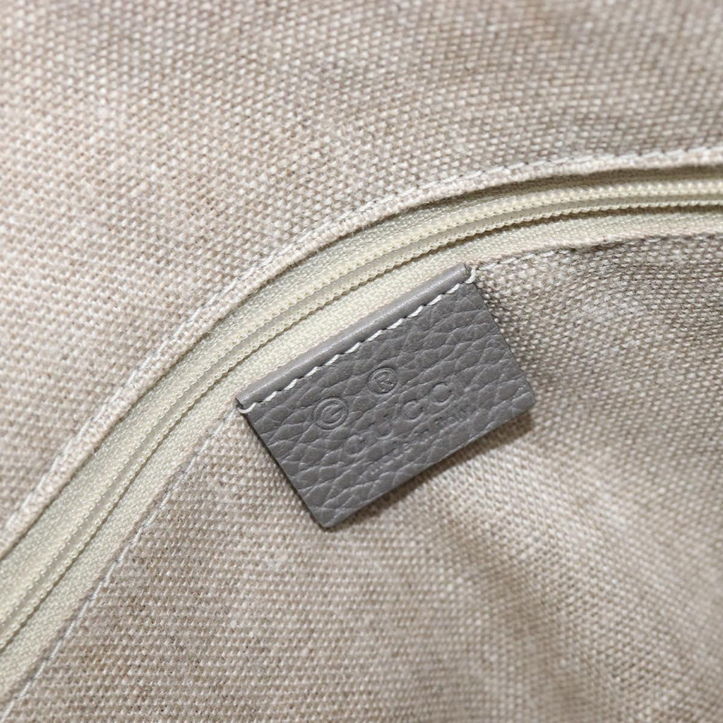 GUCCI Hand Bag Leather Outlet Gray Gold Tone 449651 Auth LN014