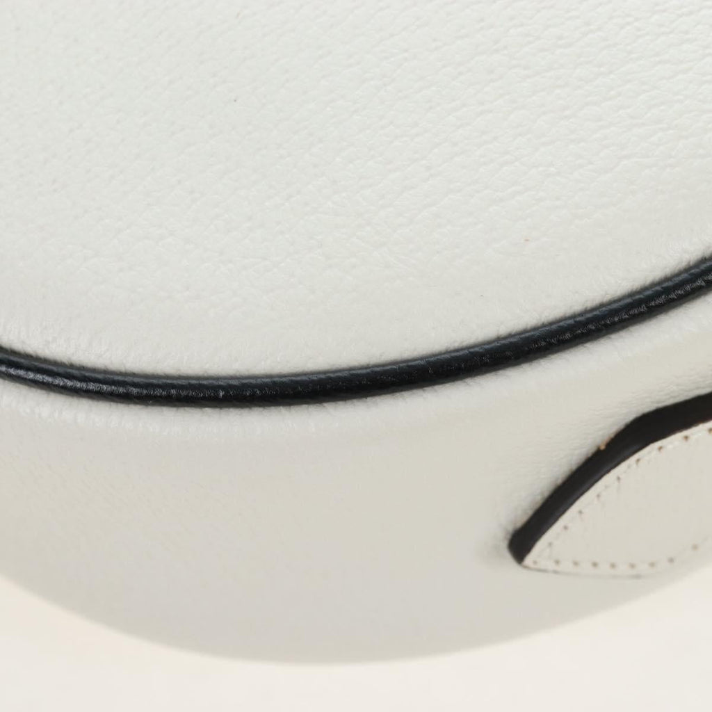 GUCCI x Adidas Shoulder Bag Leather White Gold Tone 702626 Auth LN090M