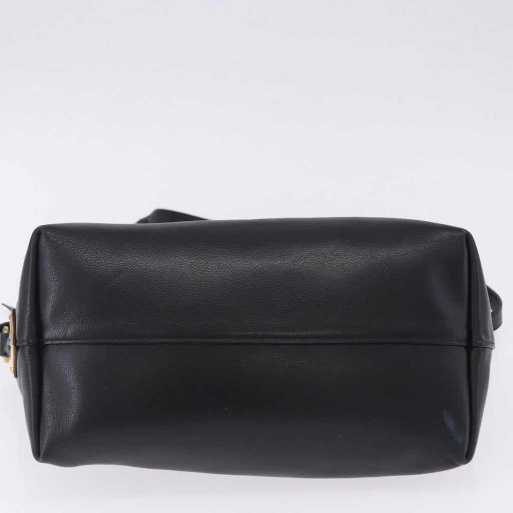 PRADA Hand Bag Leather 2way Black Gold Auth LN148V