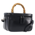 GUCCI Vanity Hand Bag Patent leather 2way Black Silver 013 2122 2490 Auth LN253