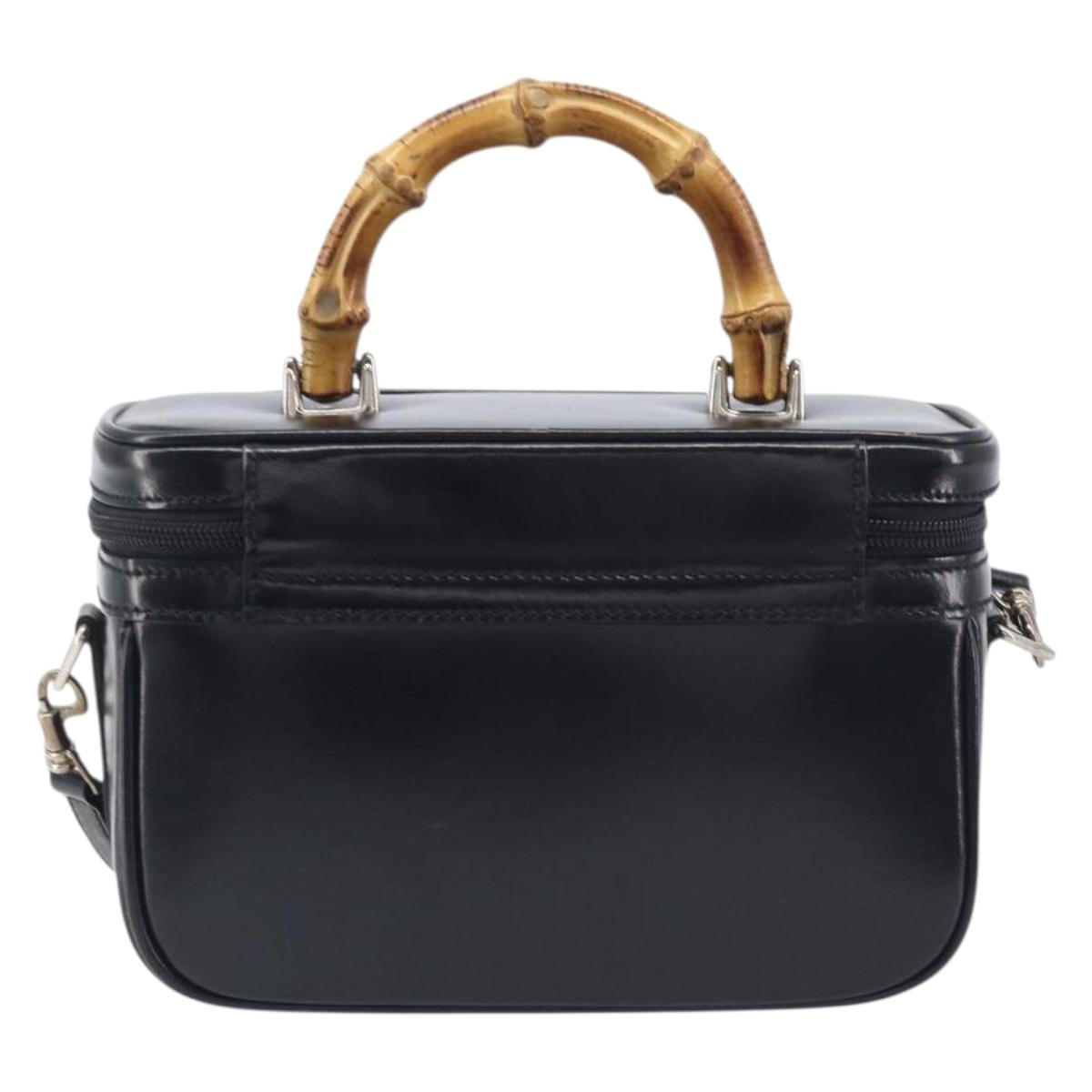 GUCCI Vanity Hand Bag Patent leather 2way Black Silver 013 2122 2490 Auth LN253
