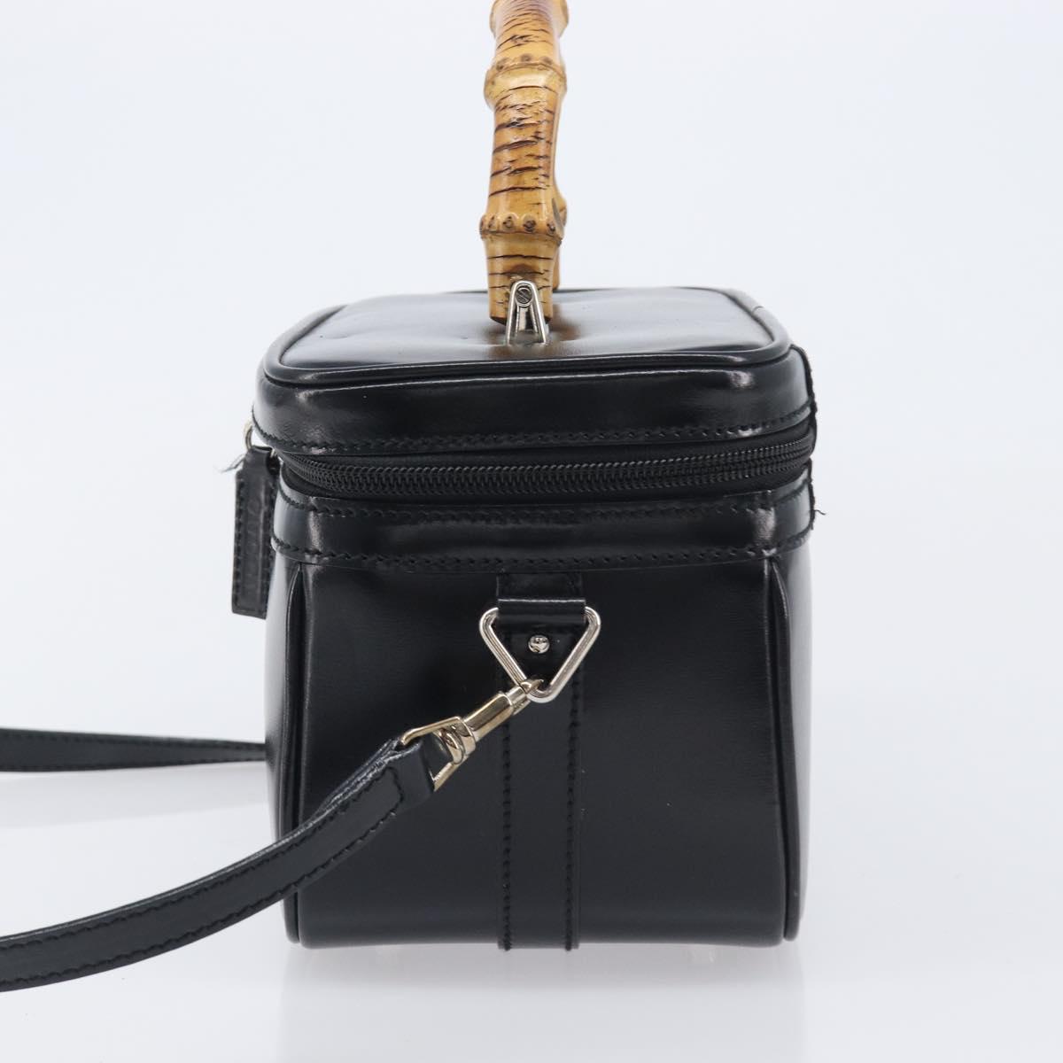 GUCCI Vanity Hand Bag Patent leather 2way Black Silver 013 2122 2490 Auth LN253