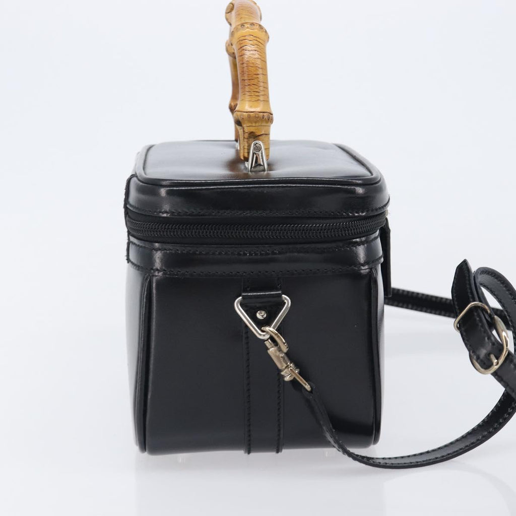 GUCCI Vanity Hand Bag Patent leather 2way Black Silver 013 2122 2490 Auth LN253