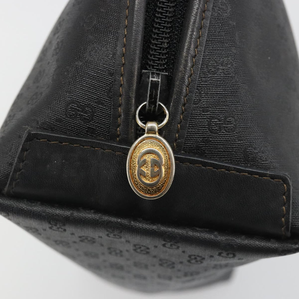 GUCCI Micro GG Supreme Clutch Bag PVC Black Gold 014 58 0198 Auth mr2532