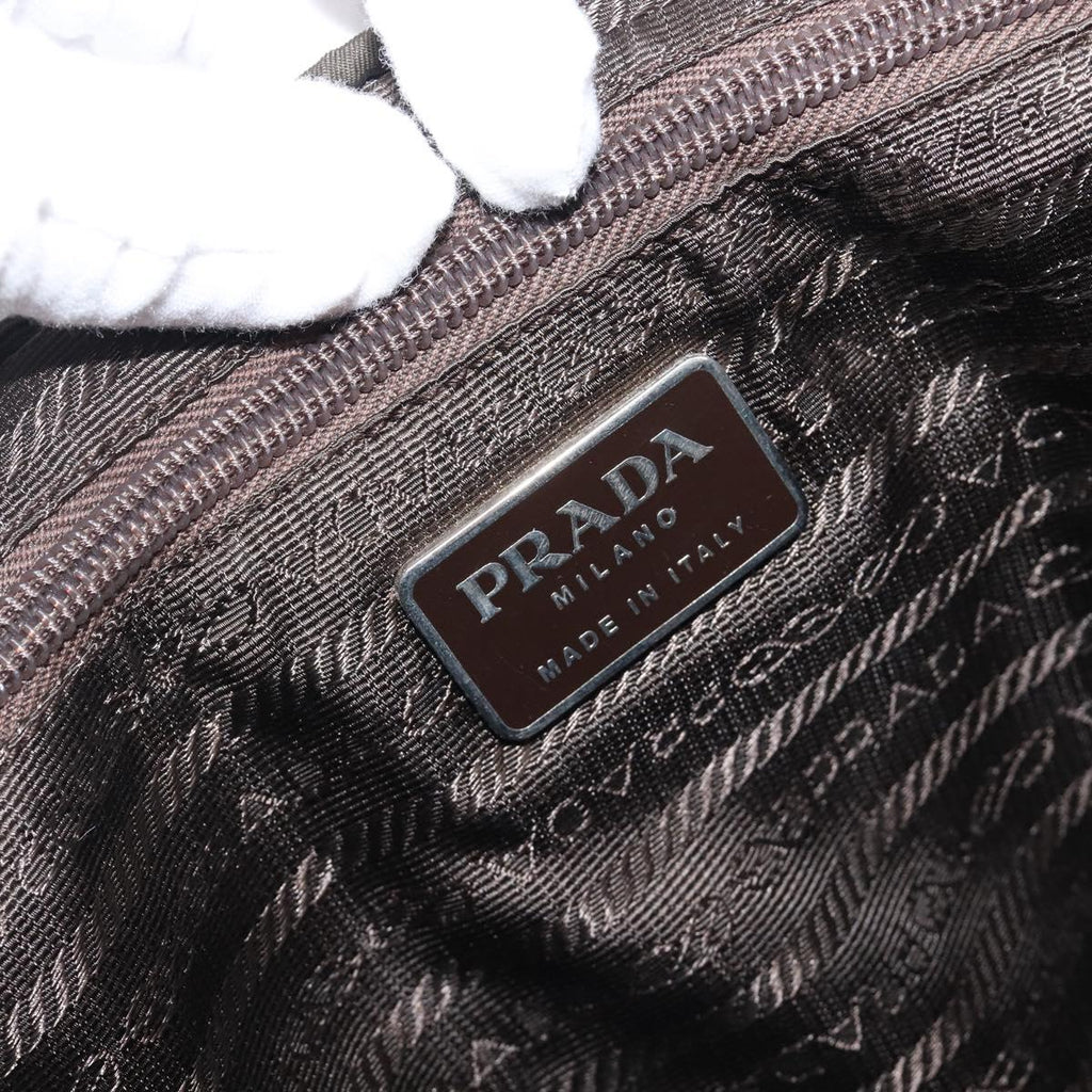 PRADA Backpack Nylon Khaki Silver Auth mr2957