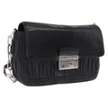PRADA Chain Shoulder Bag Leather Black Silver Auth mr3021