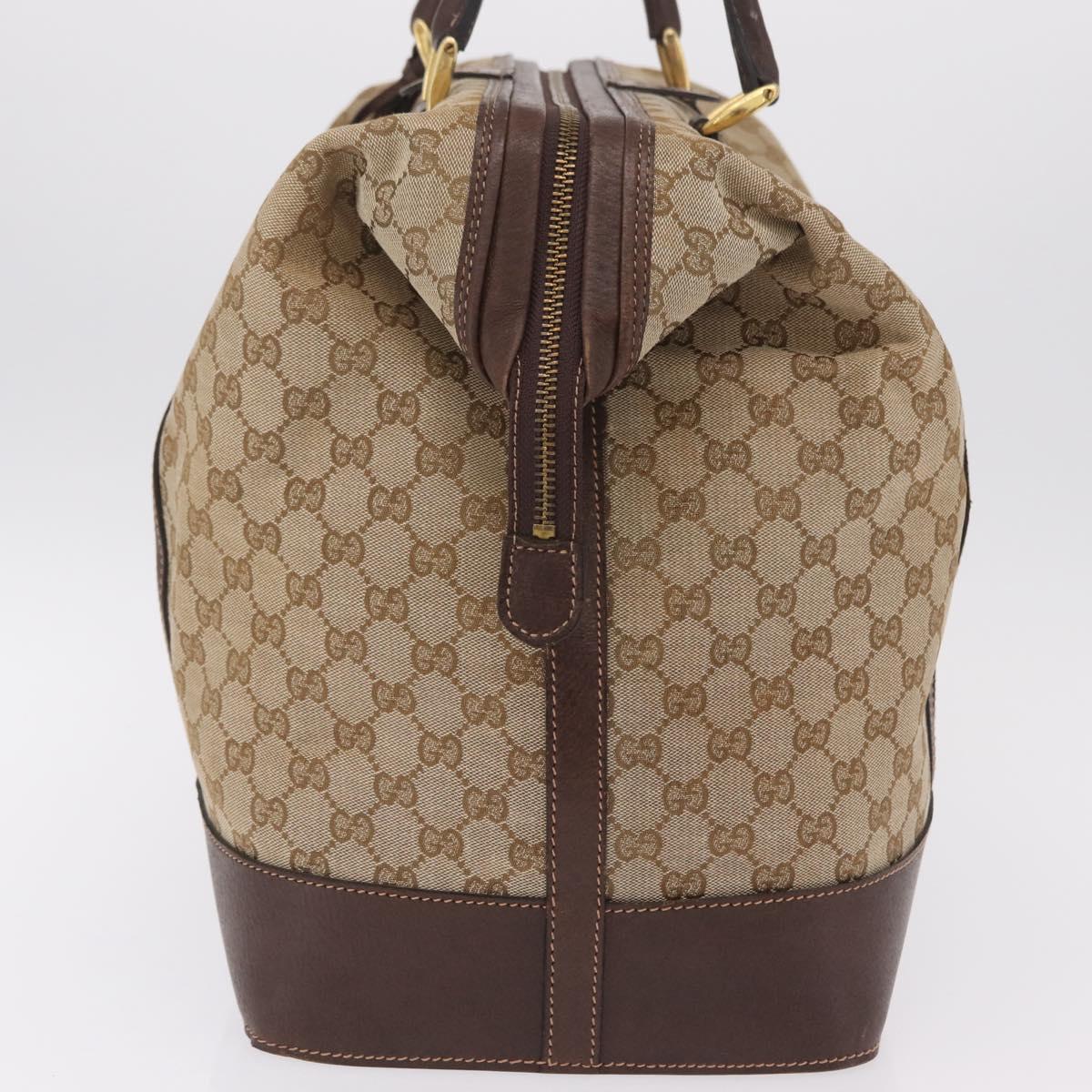GUCCI GG Canvas Web Sherry Line Boston Bag Beige Gold Tone Auth mr3043